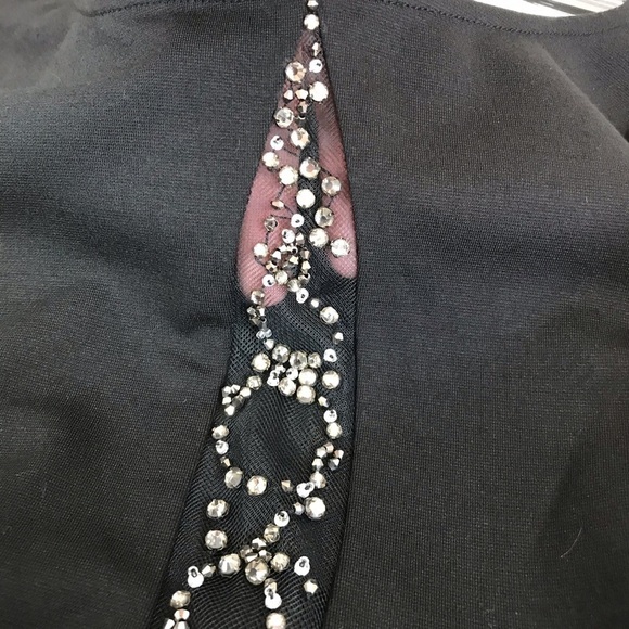 Love Stitch Black Stretch Knit Shift Dress W/Rhinestones Size L - Picture 5 of 10